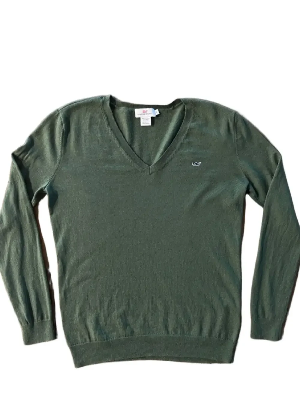 Vineyard Vines Wool Cashmere V-Neck Sweater Olive Green Men’s S